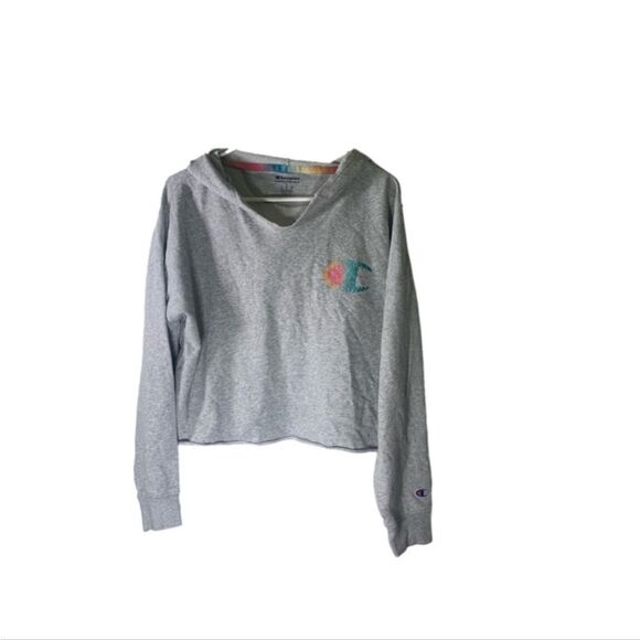Champion Small‎ Grey Cropped Hoodie - Picture 1 of 5
